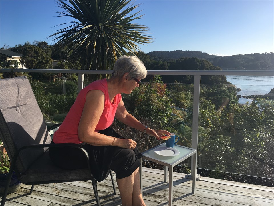 Relaxing on the deck