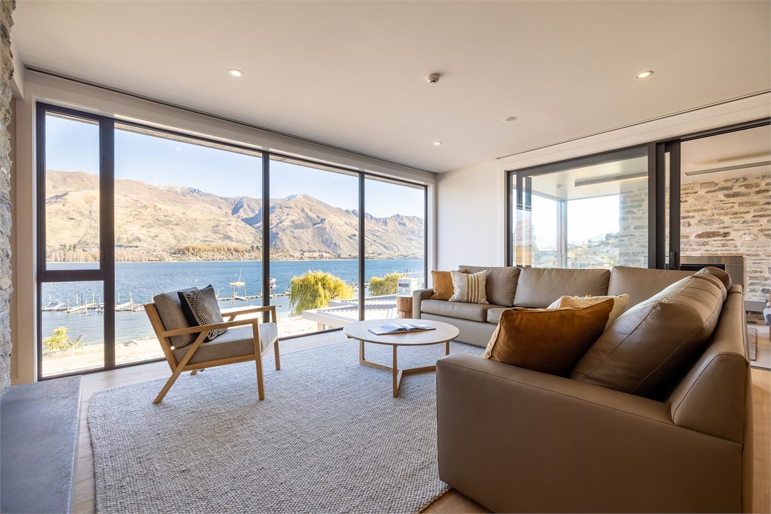 Living room with a view over Lake Wanaka