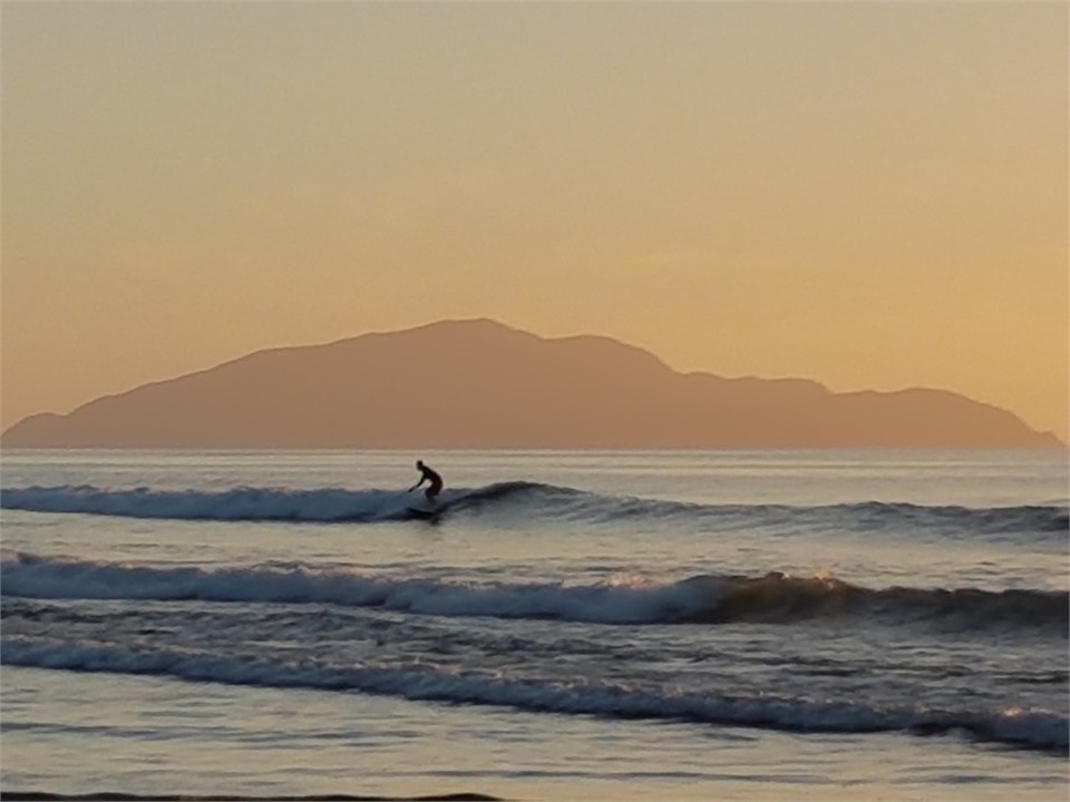 Good surf beach. Kapiti Island in the distance
