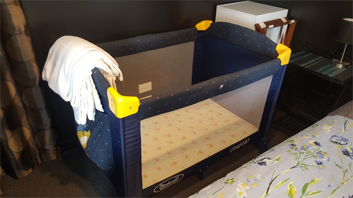 Portacot and bedding available.