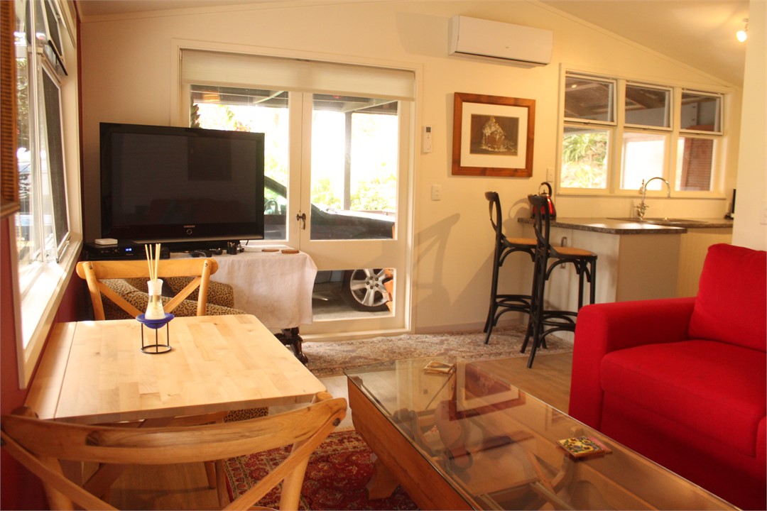 Lounge with fold down table in up position