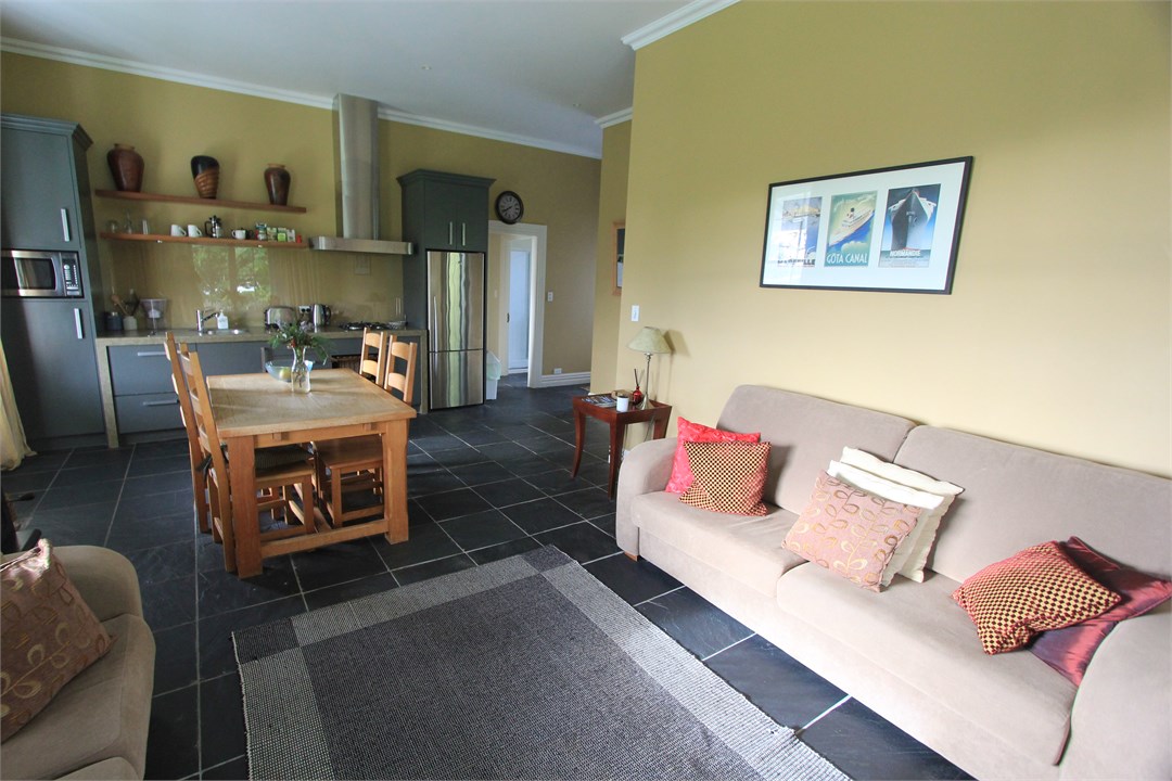 Living area with a small kitchen