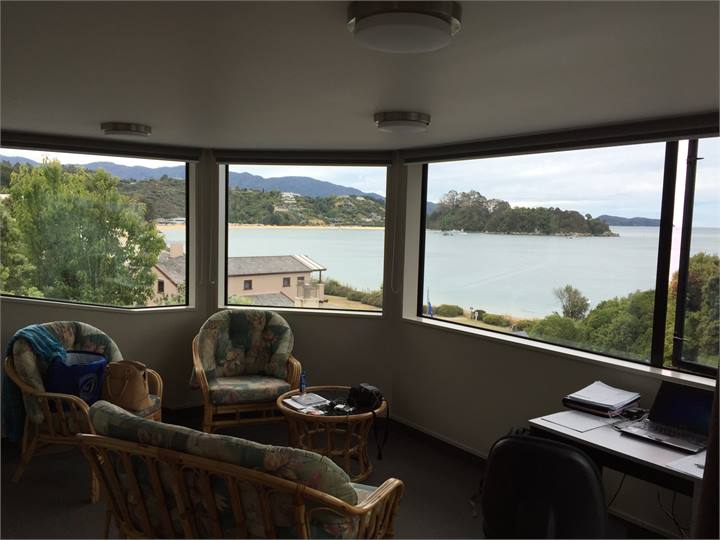 Sunroom on the top floor with view of bay