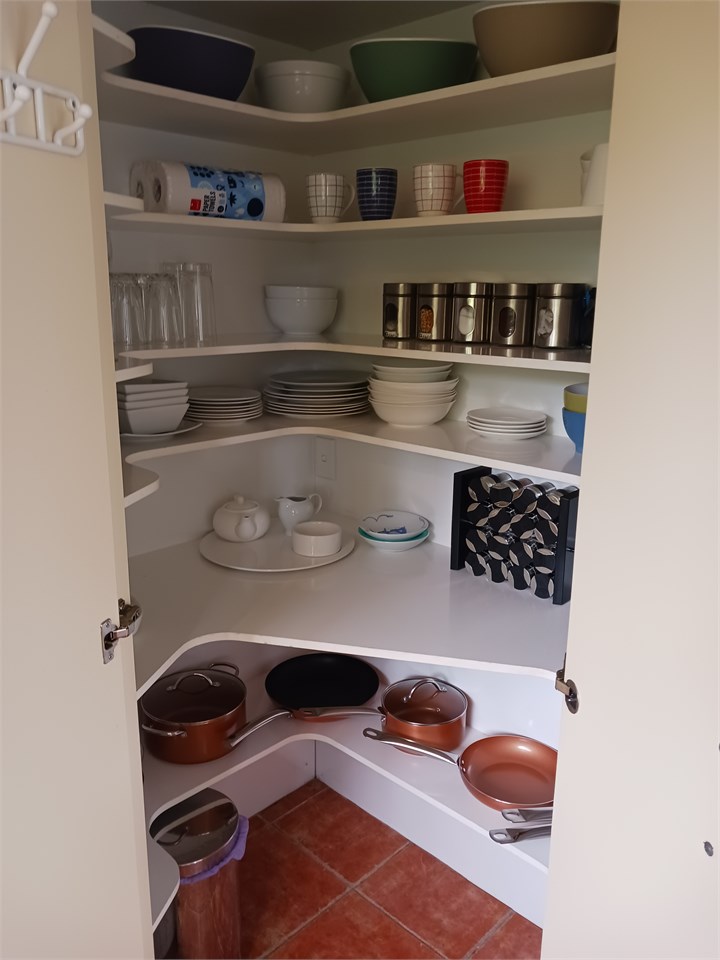 Kitchen pantry plates pots and spices