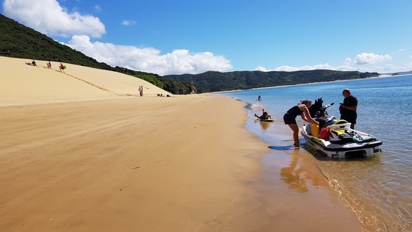 Jet-skis parked on the sand-dunes