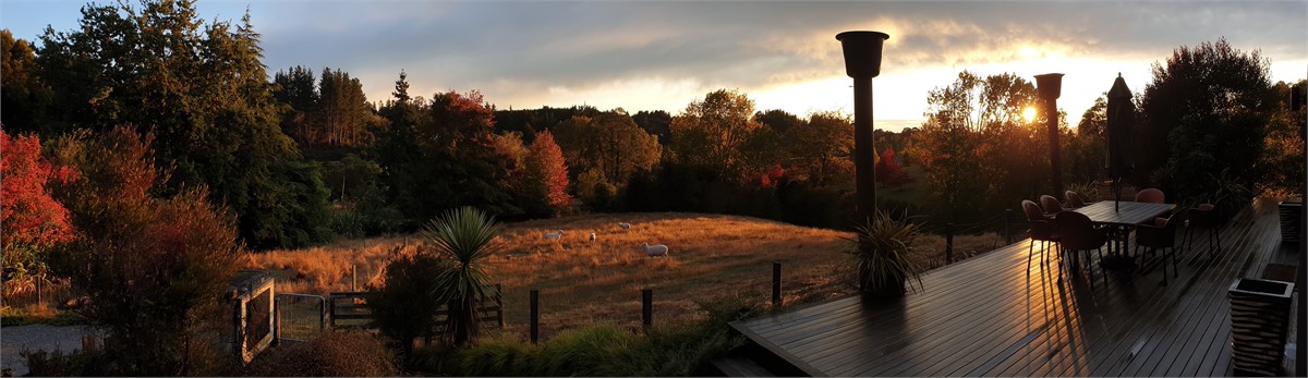 Huge open vista over fields and forest to sea
