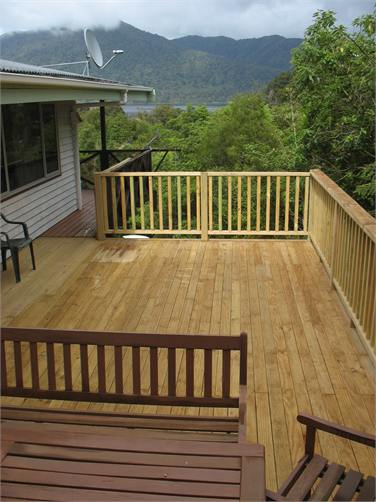 Deck overlooking lake