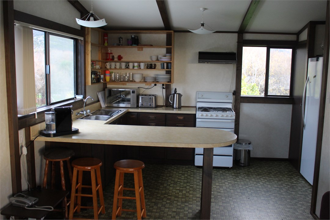 Electric stove with gas top, big fridge, Nespresso