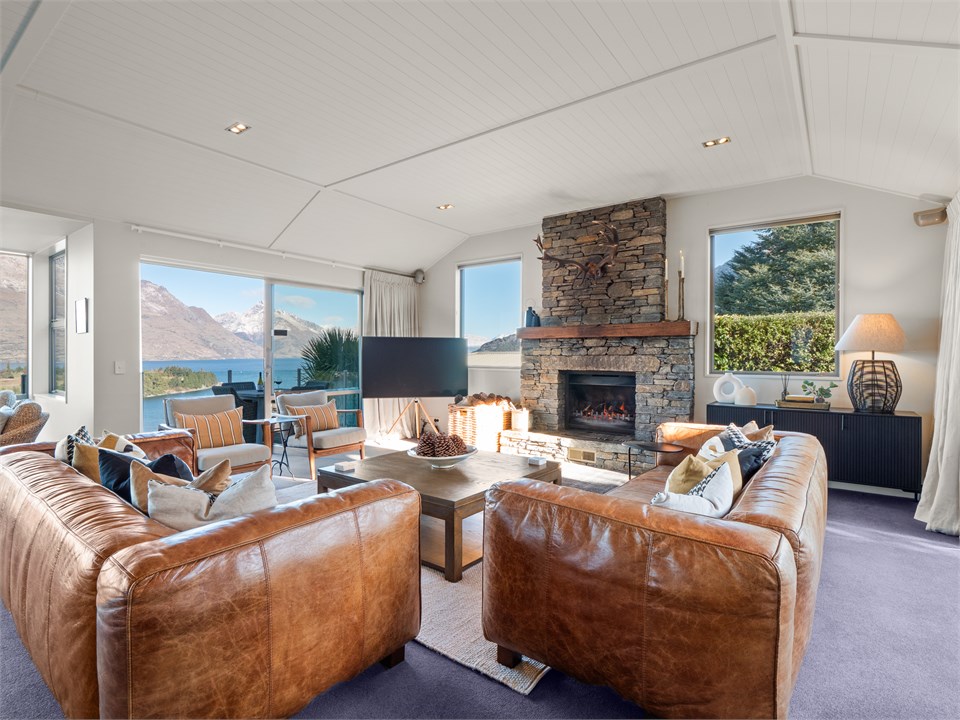 Lodge living with our roaring open wood fireplace