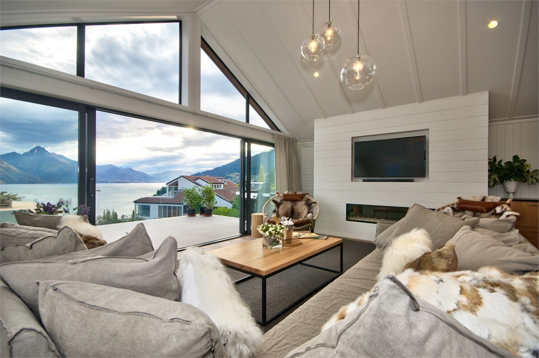 Gas fireplace with smart tv over