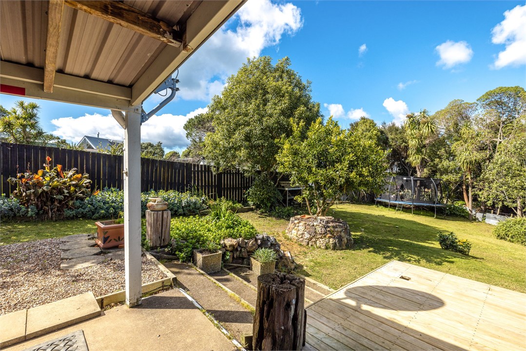 corner of deck overlooking garden
