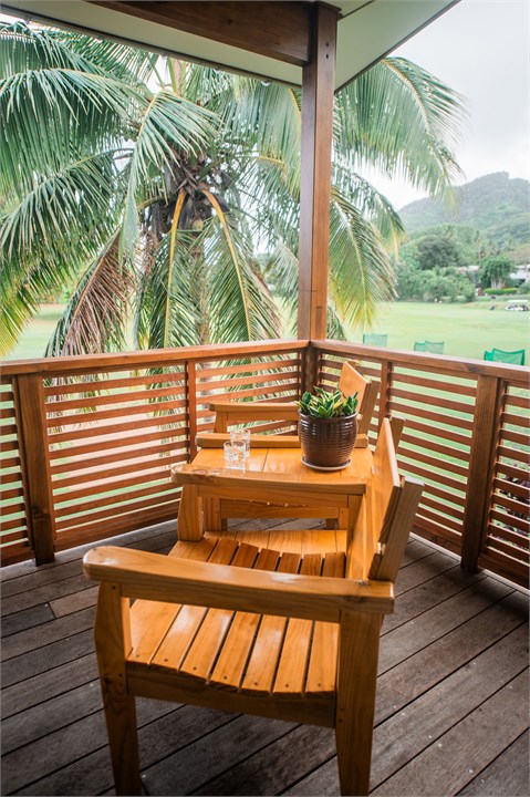 Deck with golf course views