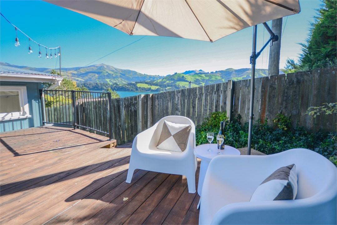 Seating area on the outside deck with a great view