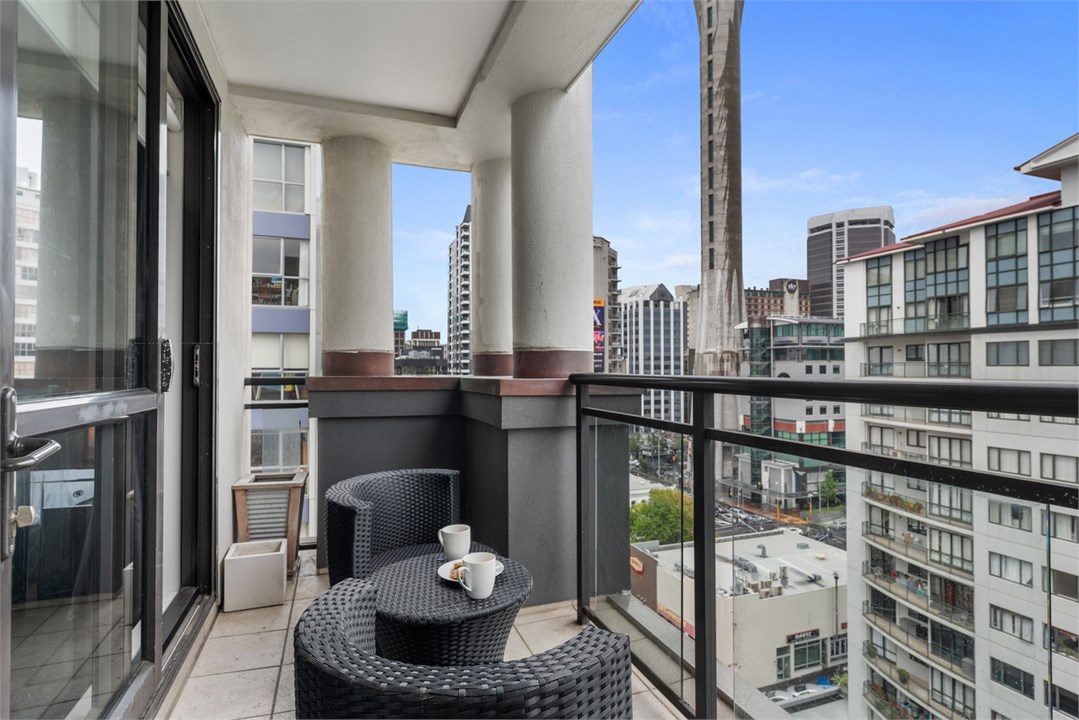Balcony looks out to the Sky Tower