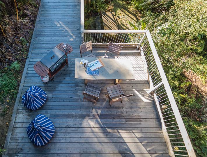 Slide into a bean bag on the sun drenched deck